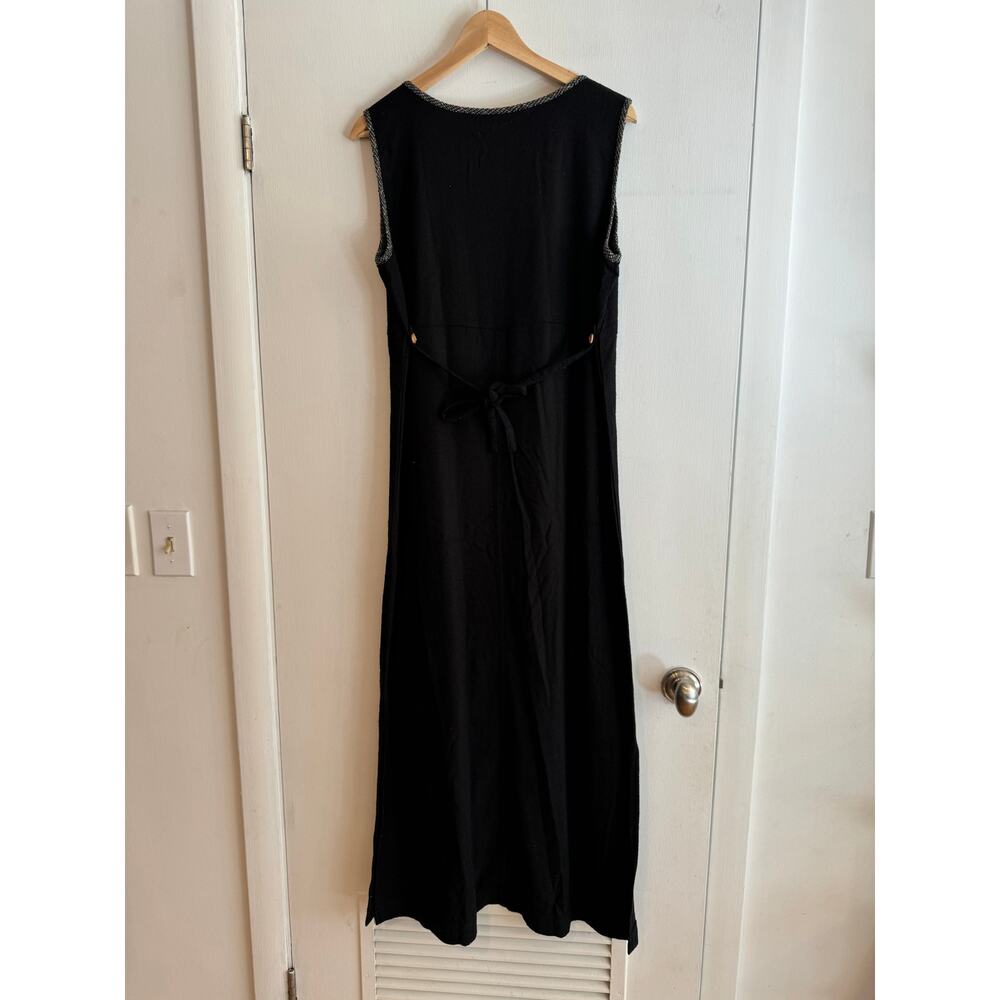 Natalie & Me Weekend Dress Sleeveless Maxi Safari patch 100% Silk tie back L - Picture 7 of 9